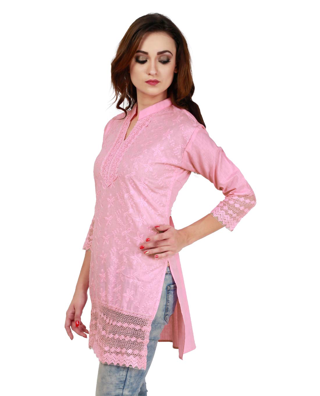 ZUNN Women's  Chikankari Cotton Straight Kurta