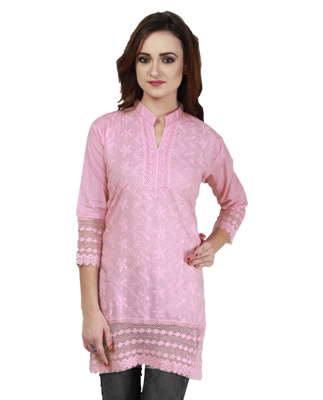ZUNN Women's  Chikankari Cotton Straight Kurta