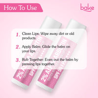 BAKE 2% Alpha Arbutin Tinted Butter Brightening Lip Balm SPF 55 PA++++ with Niacinamide, Lactic Acid | For Dark, Pigmented, Dry & Chapped Lips | Brightens Pigmented Lips | UVA/B Rays Sun Protection - 5g