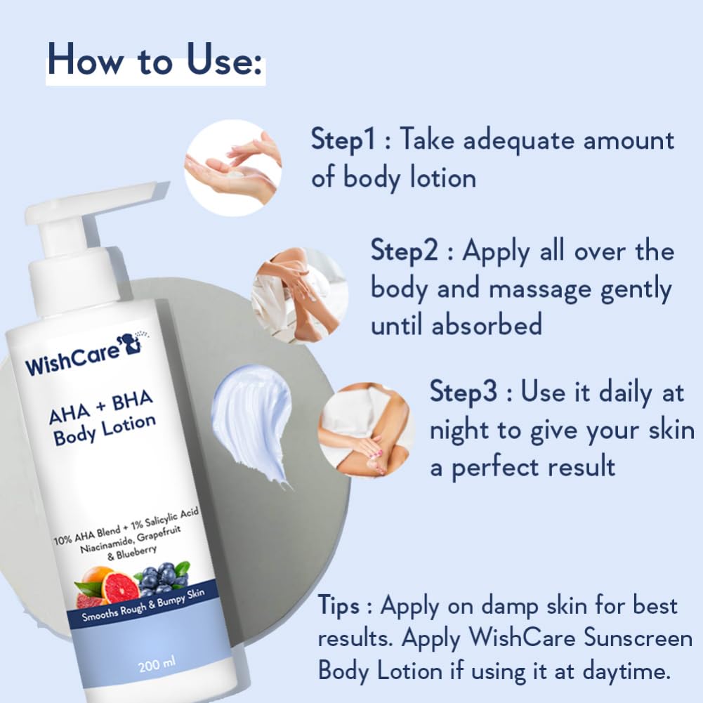 WishCare De-Tan Combo - AHA BHA Body Lotion & SPF50 Sunscreen Lotion 200ml Each