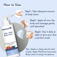 WishCare De-Tan Combo - AHA BHA Body Lotion & SPF50 Sunscreen Lotion 200ml Each