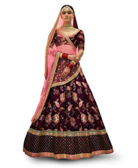 Zeel Clothing Women's  Silk Semi-Stitched Lehenga Choli (7034-Wedding-Bridal-Latest-New; Free)