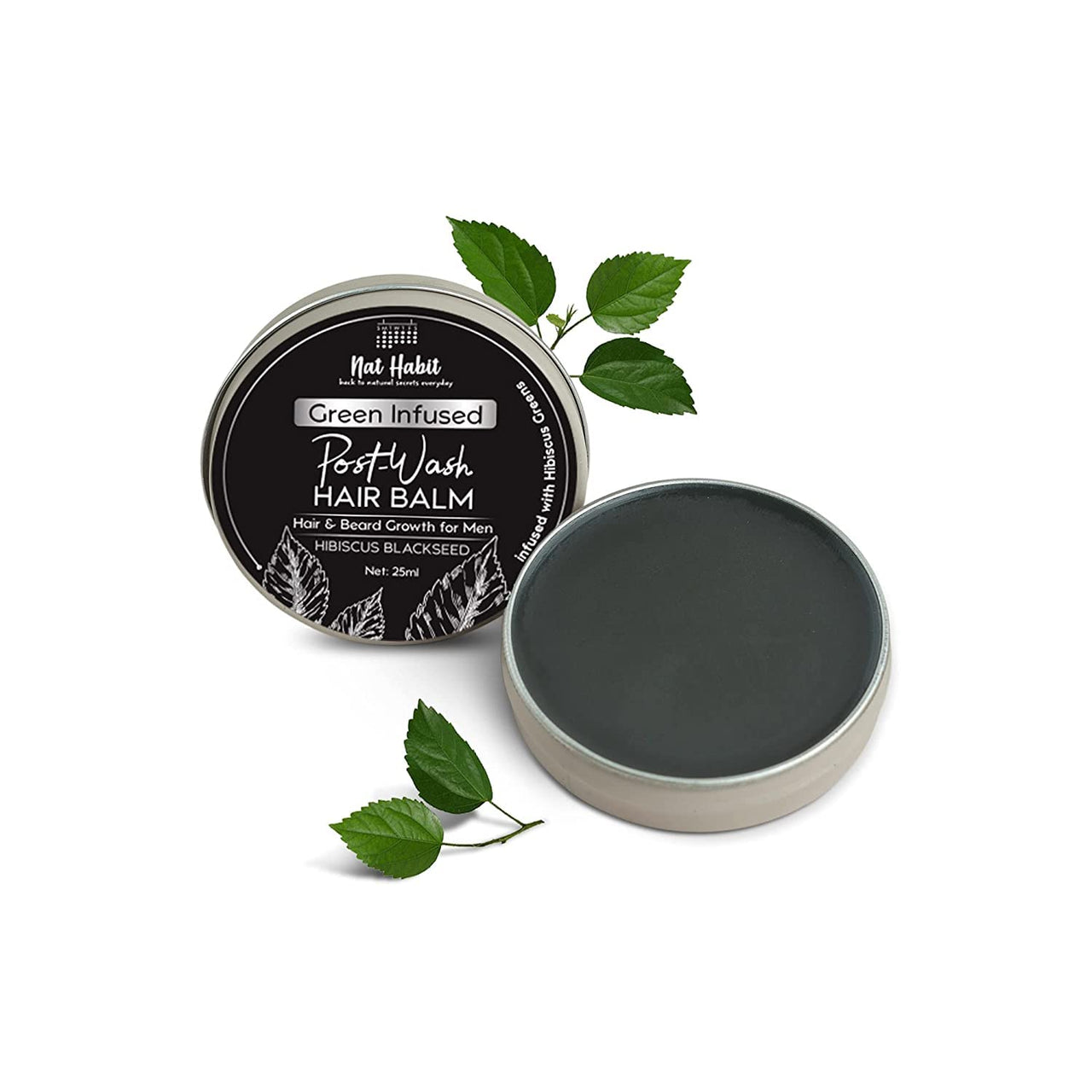 Nat Habit Hibiscus Black Seed Hair & Beard Balm For Hair Growth, Beard Growth, Hair Smoothening & Straightening - Infused With Hibiscus Leaves (Pack Of 1, 25Ml), 35 Grams