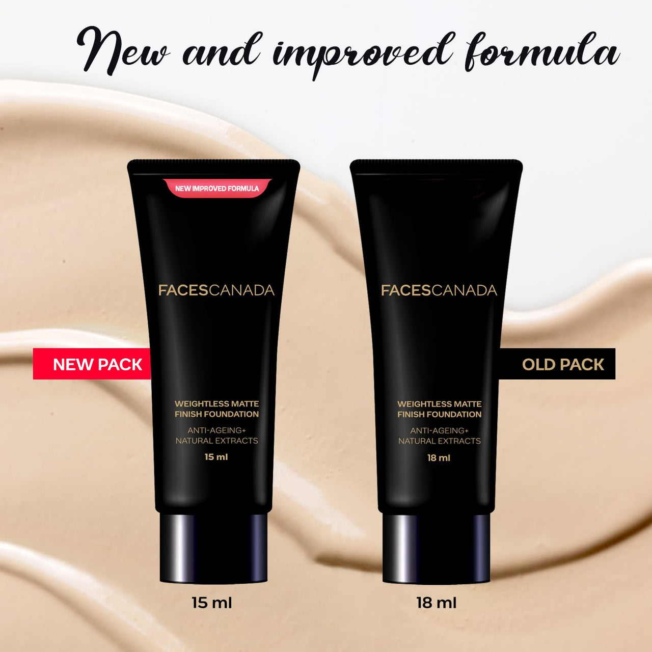 FACES CANADA Weightless Matte Finish Foundation - Natural 02, 18 ml | Ultra Blendable Smooth Texture | Natural Matte Finish | Anti-Ageing | Grape Extract, Shea Butter, Olive Seed Oil Enriched