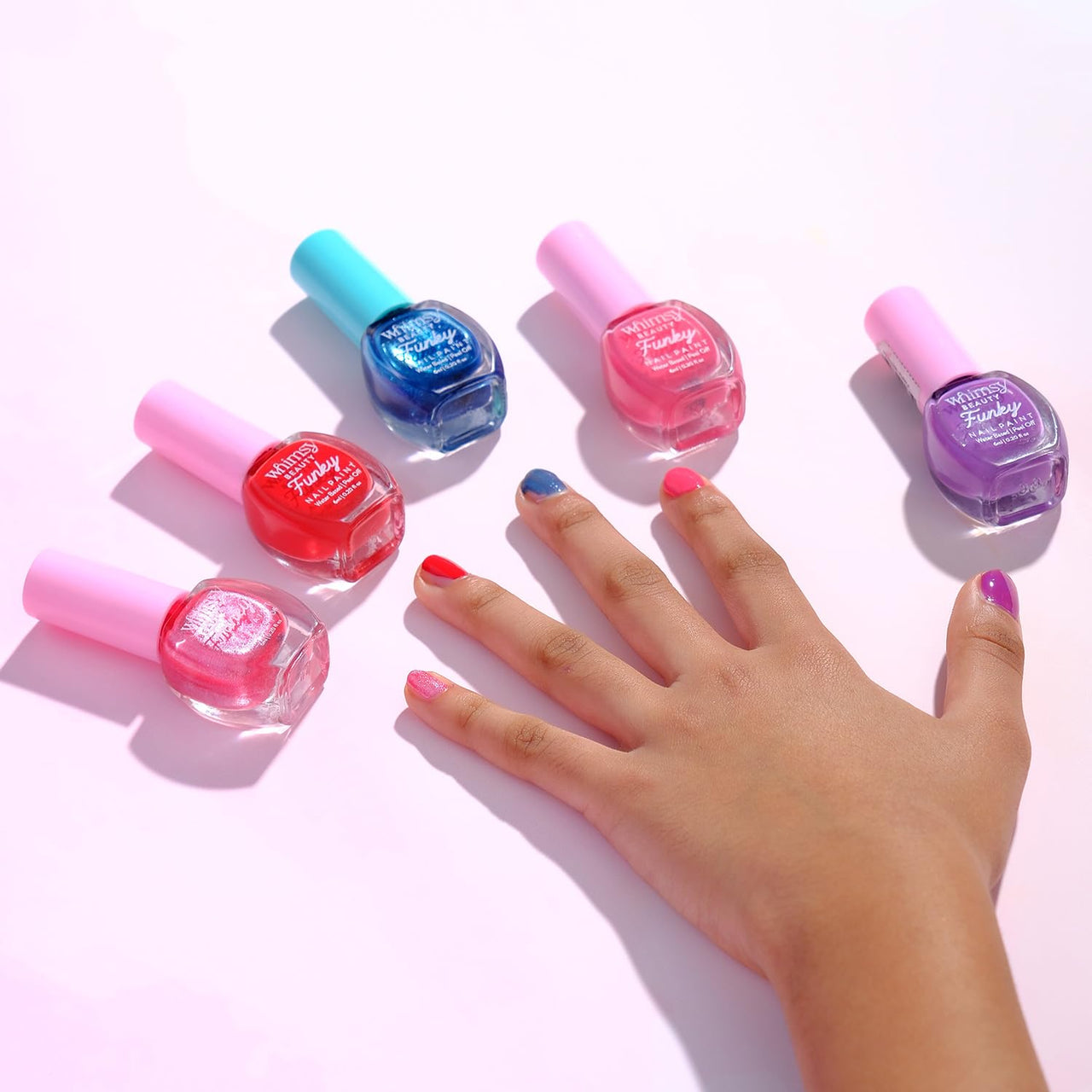 Whimsy Beauty Nail Polish for girls | Peel Off, Non Toxic, Water Based Safe nail polish for kids | Funky Confetti nail paint for girls | Play Safe with Chemical Free Nails for Daughters