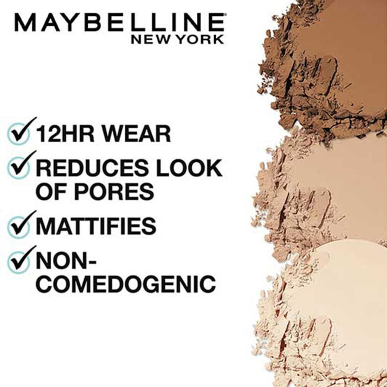 Maybelline New York Powder Foundation, Pressed Powder Compact, Mattifies Skin, Incl. Mirror and Applicator, Fit Me, 220 Natural Beige, 8.5g