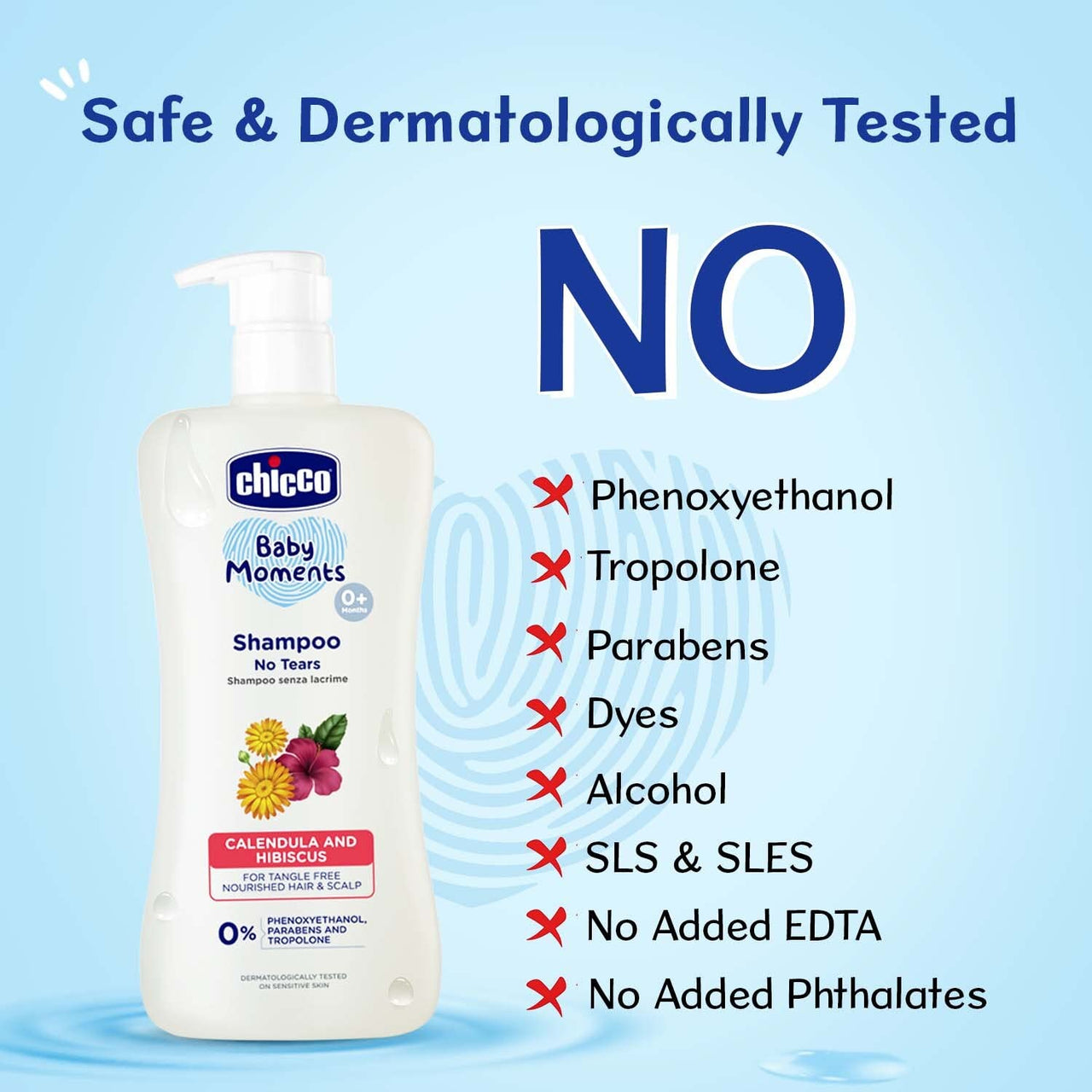 Chicco Baby Moments Shampoo for Babies with Calendula & Hibiscus, 100 ml| No Tears Formula|For Soft & Smooth Hair|Dermatologically Tested|Parabens & Phenoxyethanol Free (Pack of 2)