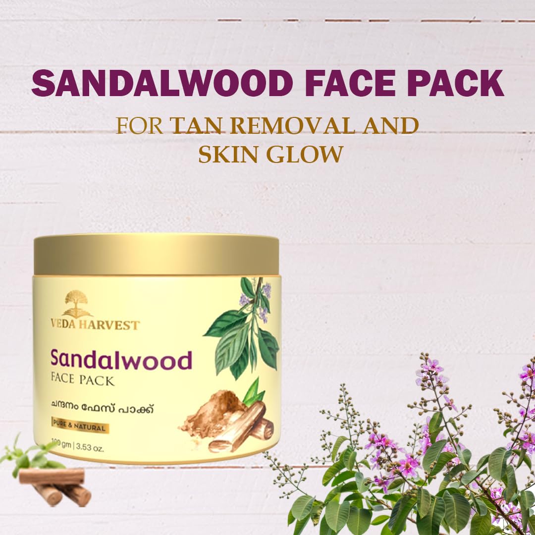 Veda Harvest Rosemary Essential Oil and Sandalwood face pack | Deep cleansing, Hydrates skin, Boosts Collagen, Anti aging
