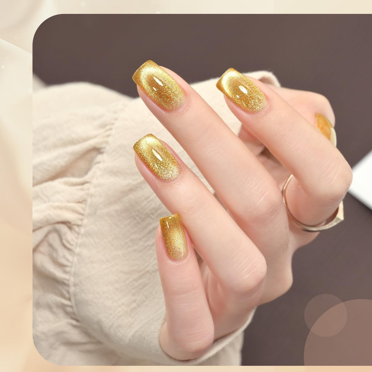 Bolt Bee 9D Cat Eye Gel Nail Polish Magnetic Soak Off UV/LED Gel, Long-Lasting, High Shine, Glitter Effect, Salon & DIY Manicure 9ml (Gold)