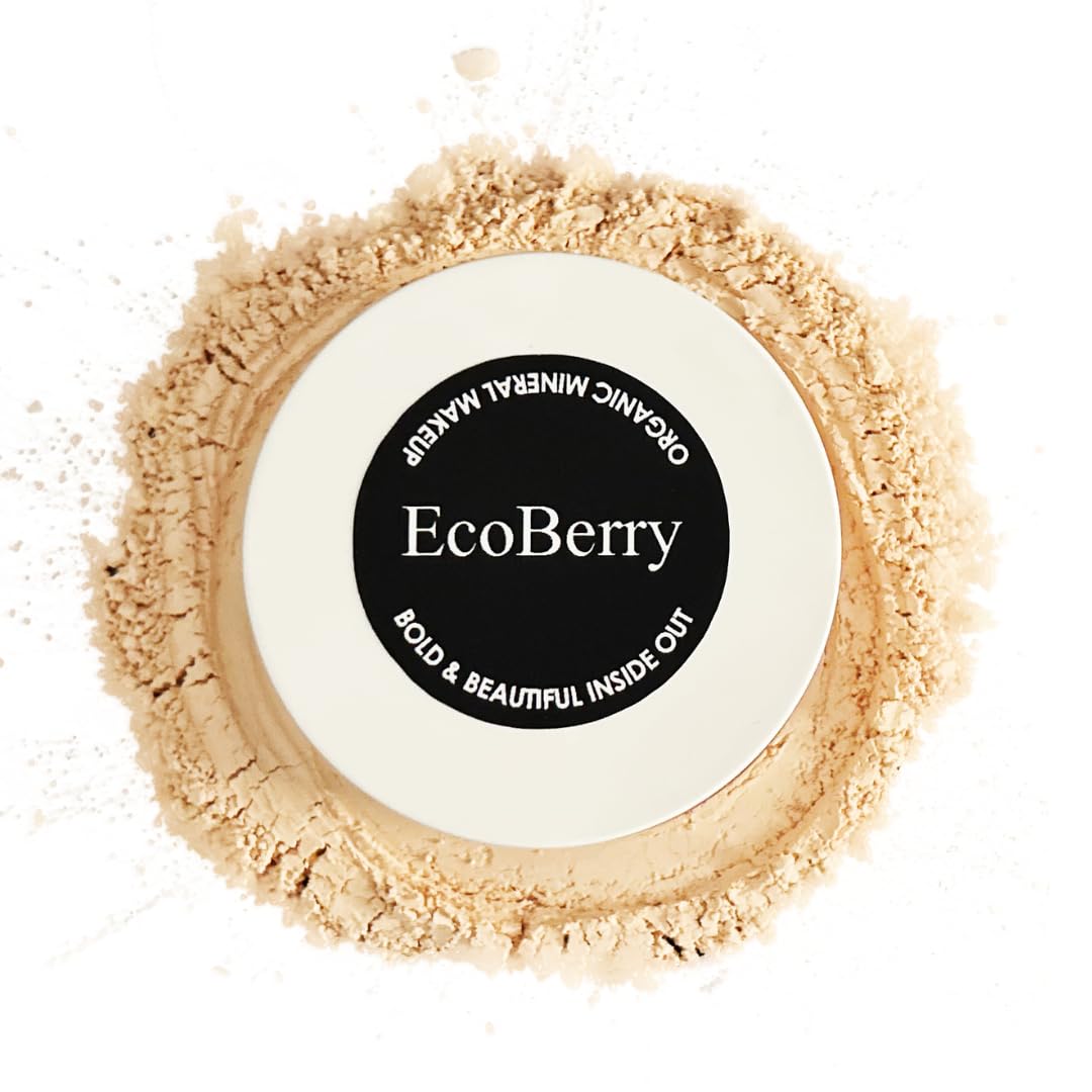 EcoBerry Tinted Face Powder For Everyday No Makeup Look, Talc Free, Hypoallergenic, Sensitive Skin 100% Pure, Organic | Natural | Alcohol Free | Preservative Free | Chemical Free | Vegan,Beige