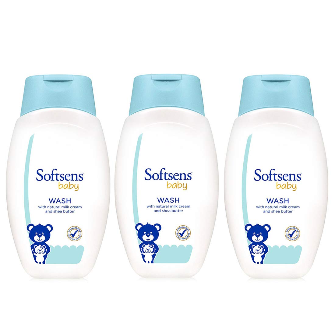Softsens Baby TEAR FREE Baby Wash with natural milk cream & shea butter (200ml x Pack of 3)