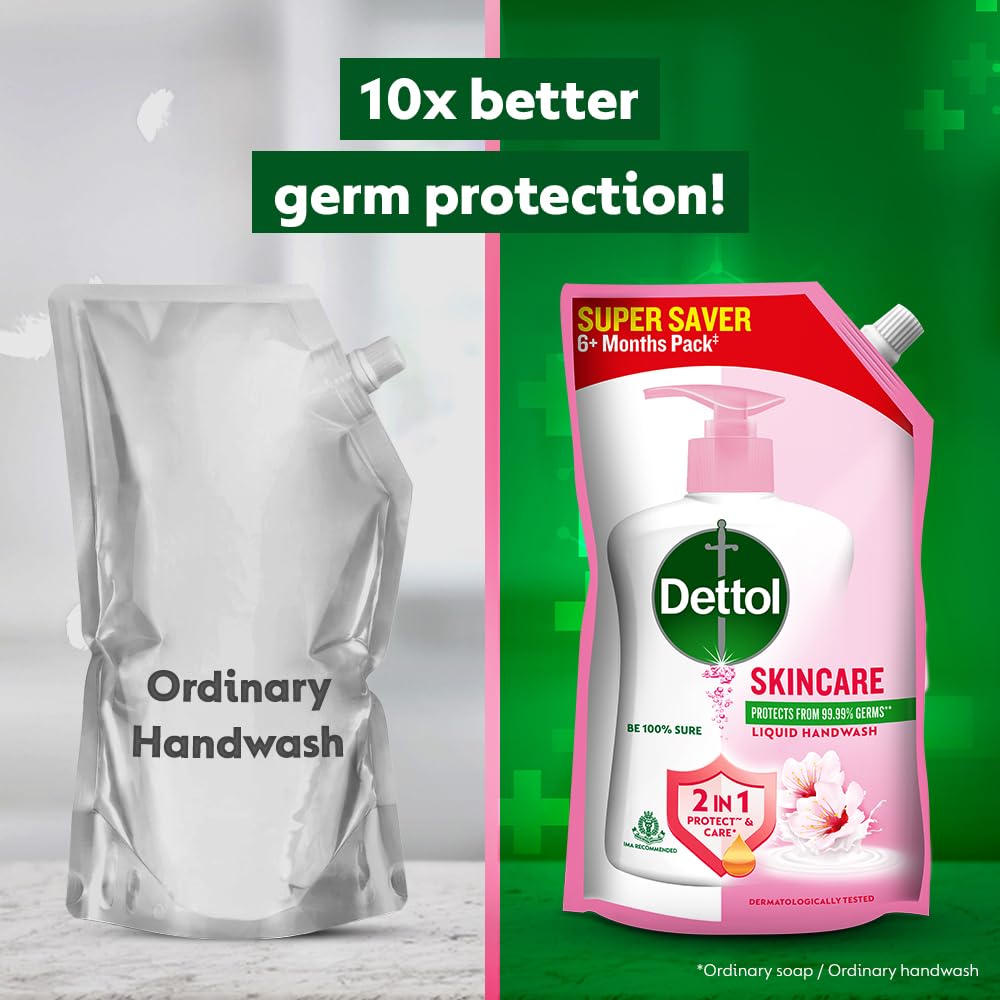 Dettol Liquid Handwash Refill – Skincare Hand Wash- 675ml (Pack fo 2) | pH Balanced | 10x Better Germ Protection