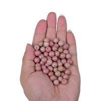 Bymitel 140Pcs Natural Crystal Beads Stone Gemstone Round Energy Healing Loose Beads with Stretch Cord for Jewelry Making Bracelets Anklets (Rhodochrosite, 8mm 140pcs) Rhodochrosite