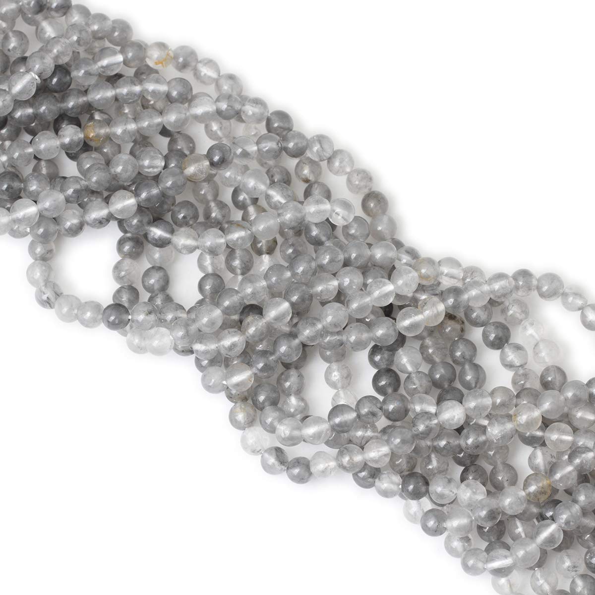 CHEAVIAN 60PCS 6mm Natural Cloud Crystal Gemstone Round Loose Beads Crystal Energy Stone Healing Power for Jewelry Making 1 Strand 15"