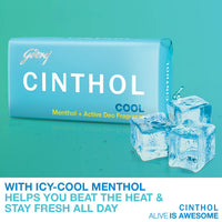 Cinthol Cool Soap, 100g (Pack of 5) | with Icy-cool Menthol | Soaps For Bath | Grade 1 Soap | For All Skin Types