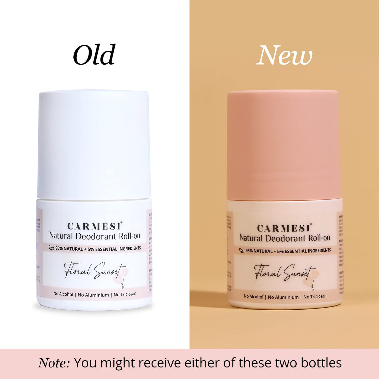 Carmesi Natural UnderArms Roll On Deodorant for Women | 95% Natural + 5% Essential Ingredients | For Fresh Underarms All Day | No Alcohol & Aluminium | Floral Sunset | 50 ml (Pack of 3)