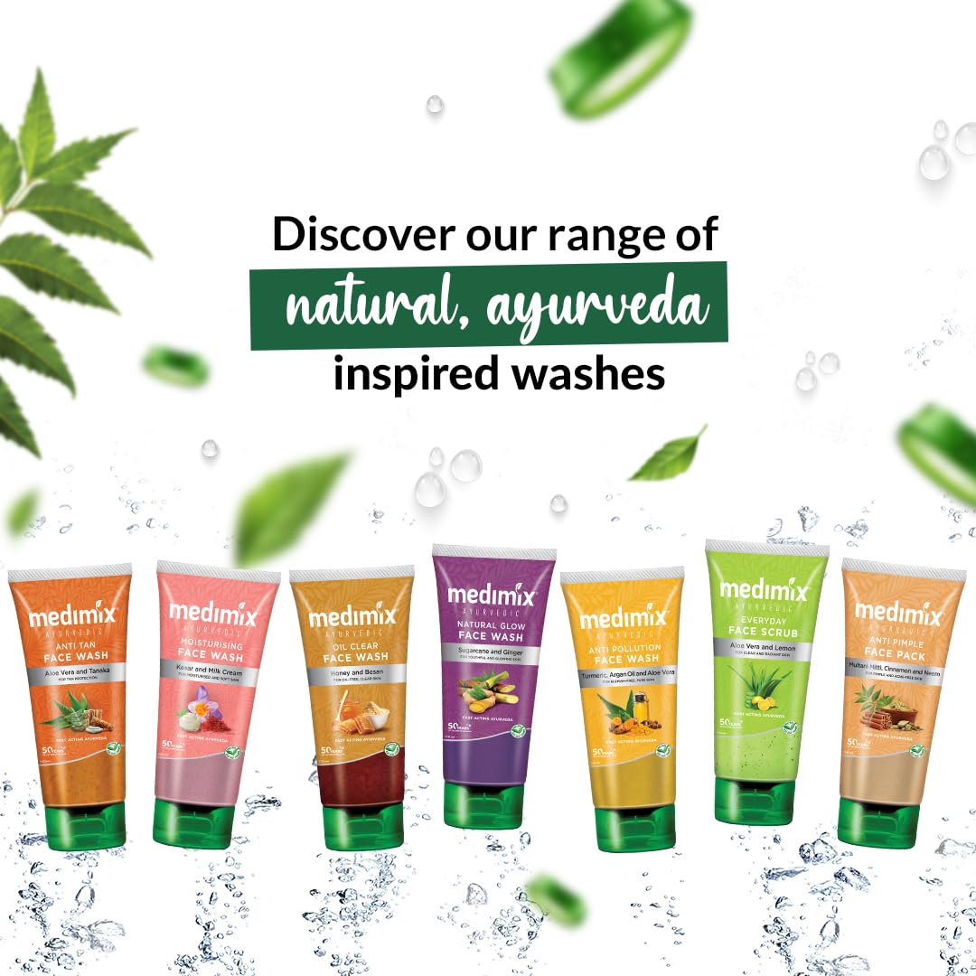 Medimix Ayurvedic Anti Pimple Face Wash 100ml (Combo pack of 3) | With Neem, Aloe Vera, and Turmeric | Helps reduce & prevent pimples | Natural | Herbal | Paraben-free | Soap-free | SLES-Free