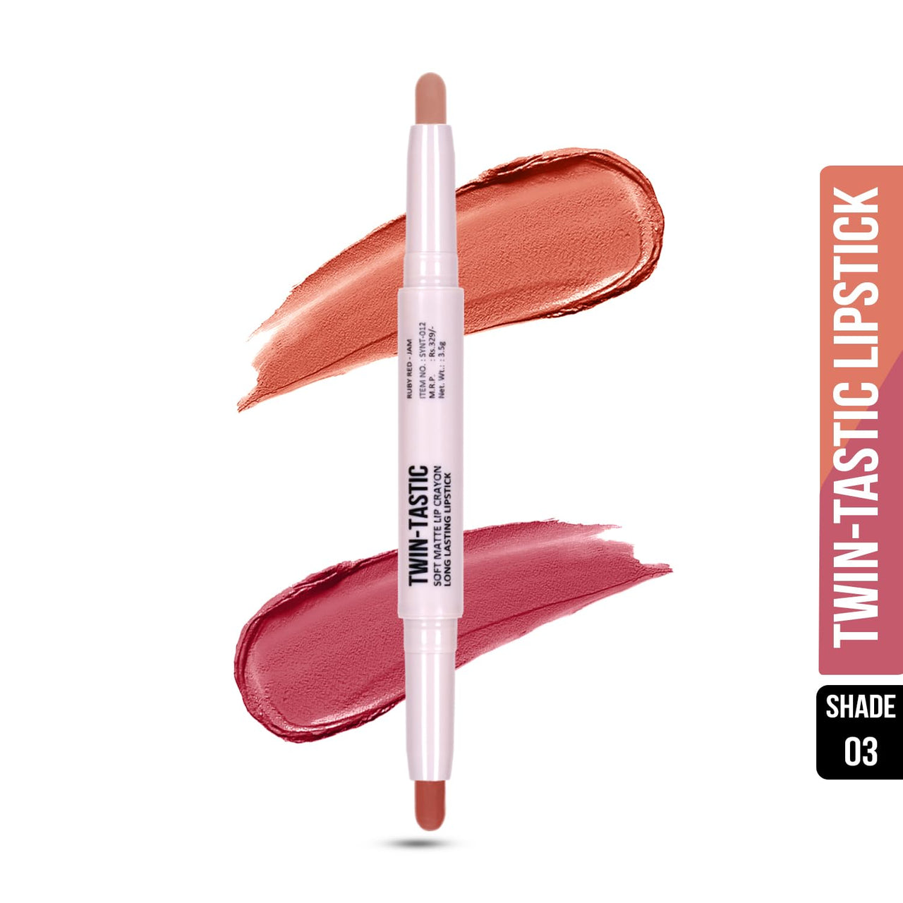 Shryoan 2-in-1 Twin-Tastic Lipstick | Soft Lip| Matte| Crayon | Long Lasting, Waterproof |Highly Pigmented Lipstick | Pack of 1 (Nude)