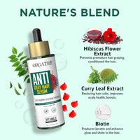 Orgatre Anti-Gray Hair Serum With Arcolys, Melanogray, Black Seed Oil & Hibiscus Extract | Light-Weight, Non-Sticky 50ml