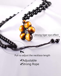 Jewever Tiger Eye Necklace Pendant Handmade Star-Shape Adjustable Energy Gemstone Healing Crystal 12mm Beads Unisex Yellow