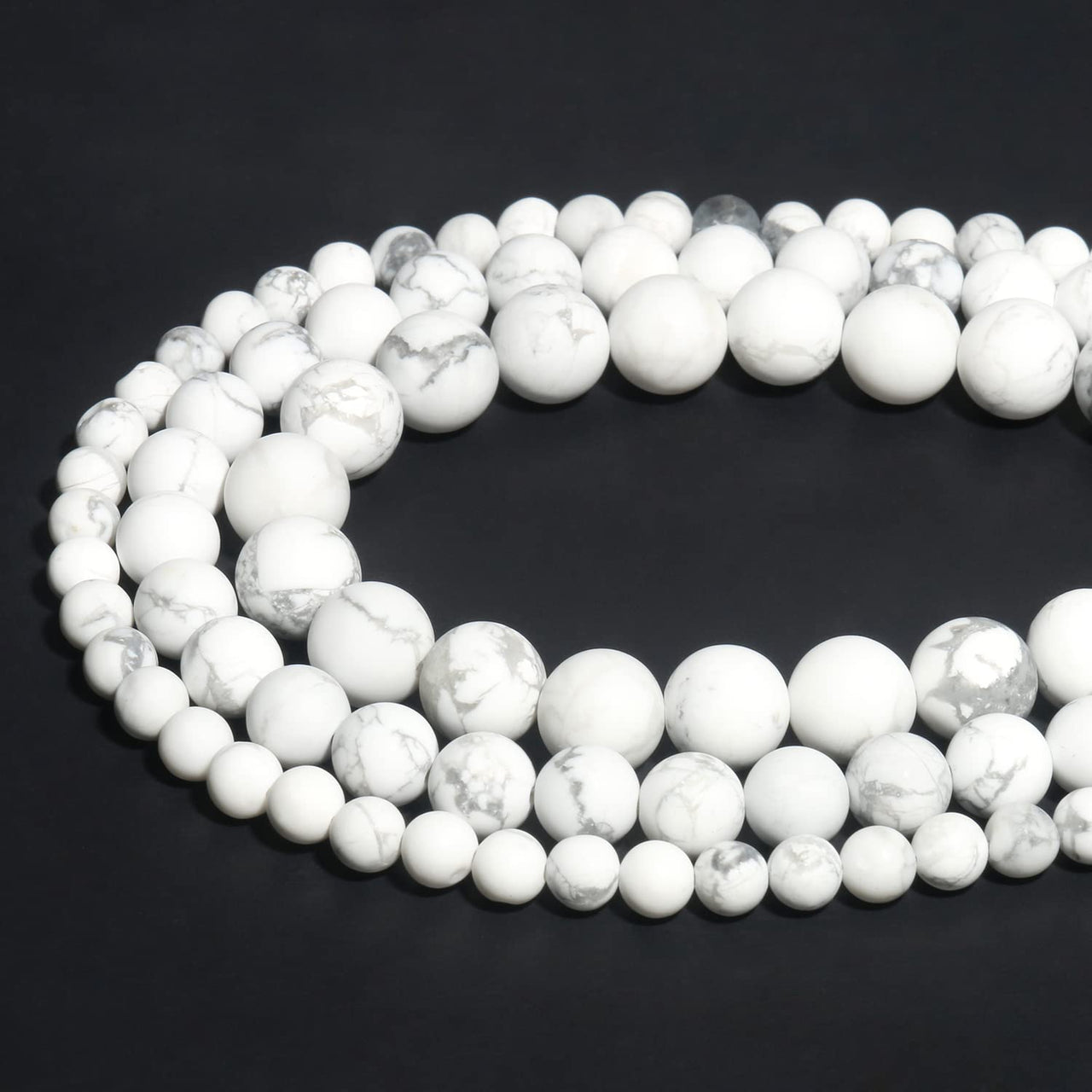 60pcs 6mm Natural Stone Beads Matte Howlite Beads Energy Crystal Healing Power Gemstone for Jewelry Making, DIY Bracelet Necklace