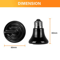 Simple Deluxe 25W 1-Pack Mini Ceramic Heat Emitter Reptile Heat Lamp Bulb No Light Emitting Brooder Coop Heater for Amphibian Pet & Incubating Chicken, Black Black/1-pack 25W (Mini)