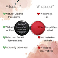 EcoBerry Strawberry Plush Tinted Lip Balm For Natural Pink Lips Dry, chapped Lips | Moisturizing Conditioning Natural SPF | Enriched with Strawberry extracts, Vitamin E & Shea butter 100% Pure, Natural & Handmade, Mineral Oil Free, Preservative Free, Para