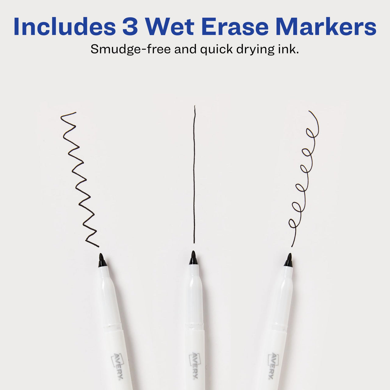 AVERY Wet Erase Markers, Fine Tip Markers, Smudge-Free and Quick-Drying, Black, Water-Erasable Markers for Planner Dashboards, Whiteboards and More, 3-Pack (24533)