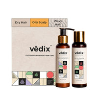 Vedix Ayurvedic Hair Care Combo Pack - Customized Oil and Dry Shampoo for Dry Hair With Oily Scalp & Wavy or Curly Hair - 200 ml