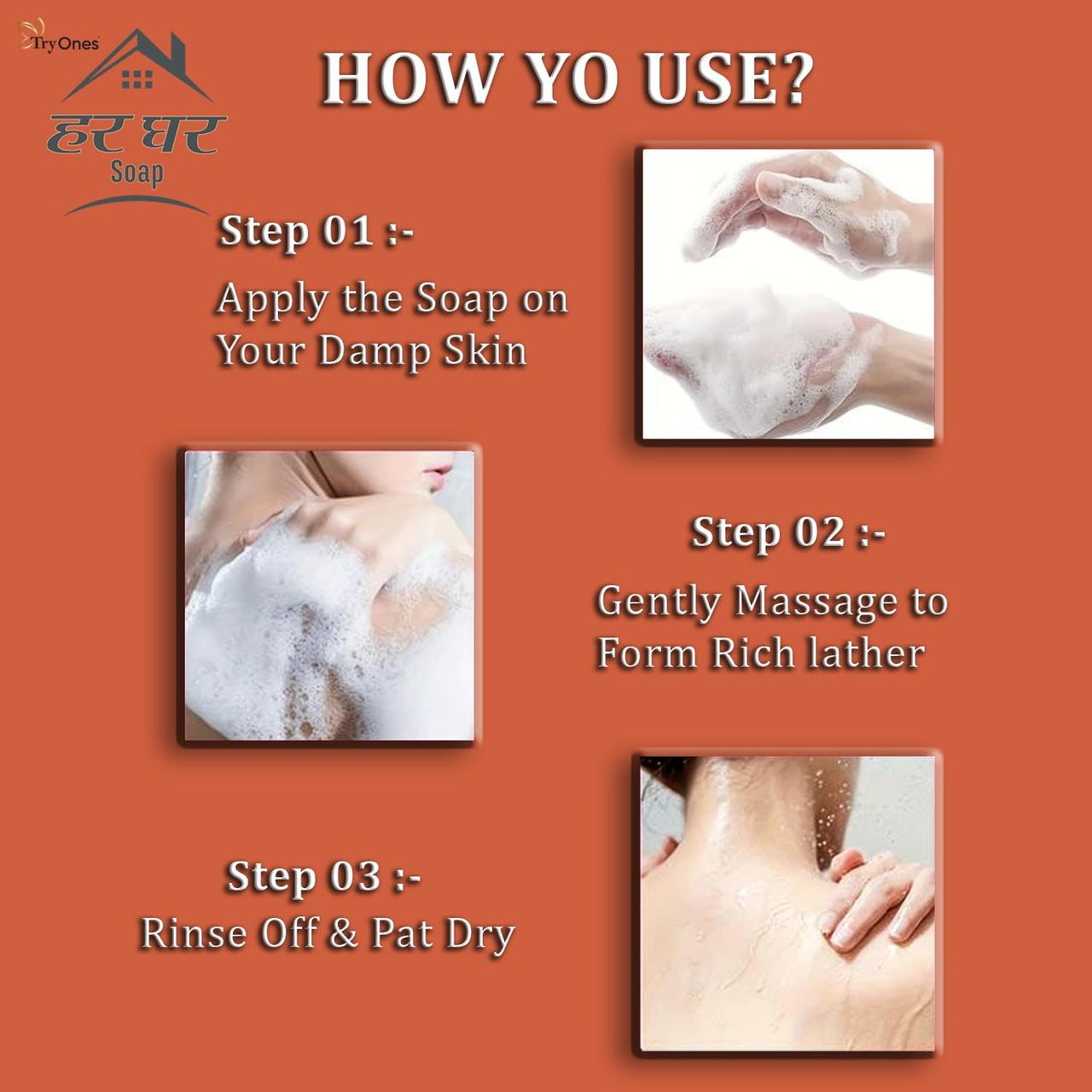 HarGhar Soap Sandalwood & Saffron Magic Soaps For Bath (300 Gms Pack Of 3) | Paraben Free | Chandan & Kesar Bath Soap | Handmade Soaps For Glowing | Skin Brightening Soap For Men & Women