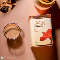 1868 by TATA Tea Masala Chai, Blend of Assam Black Tea, Cinnamon, Black Pepper, Cardamom, Ginger, Clove, Spicy, Malty, Aromatic, Whole Loose Leaf, From House of TATA (30 Cups/100g)
