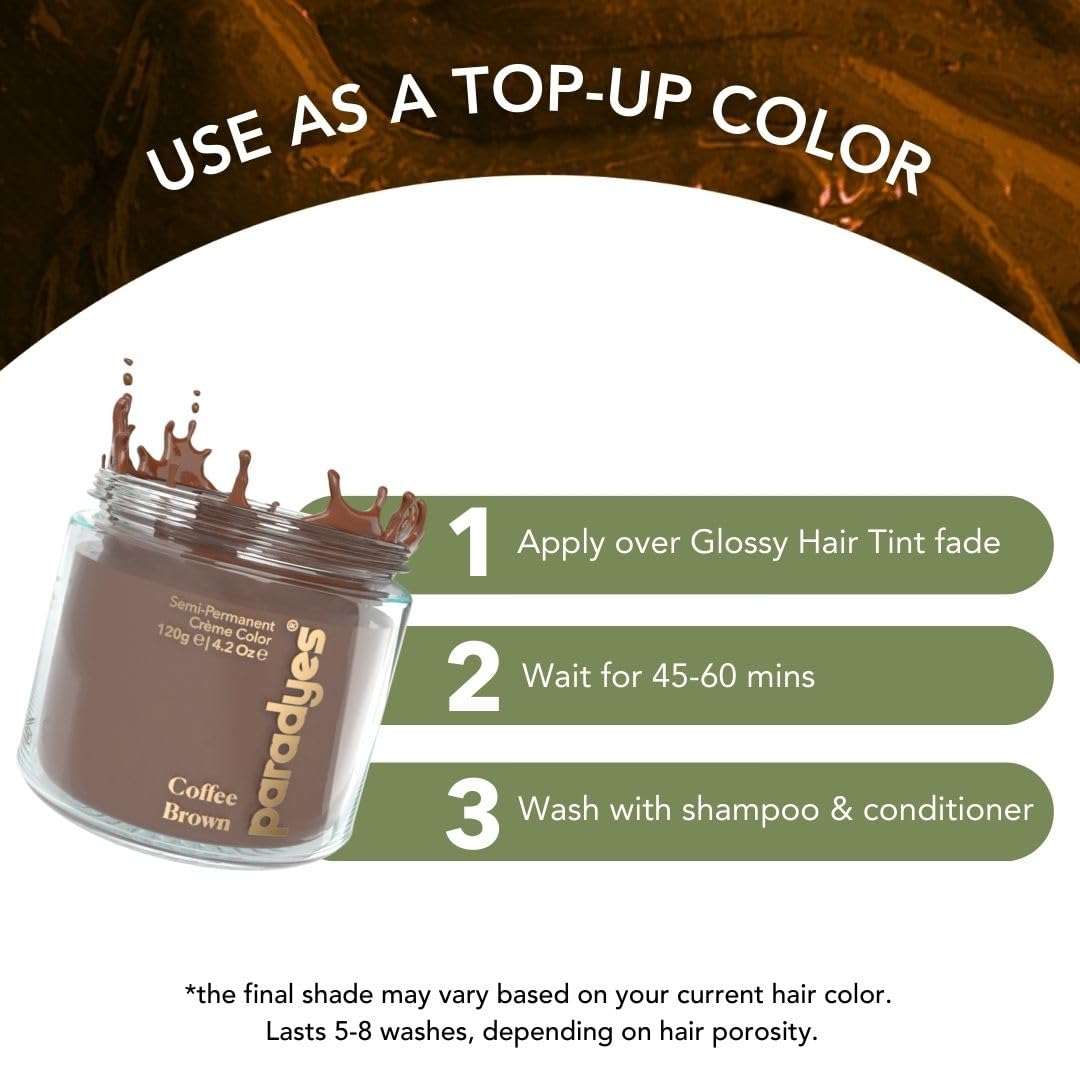 paradyes Top-Up Semi-Permanent Coffee Brown Diy Conditioner Based Hair Colour, 120 Gm,All,1 Count
