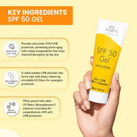AVEIL Gel Sunscreen SPF 50 | Non-Greasy, Non-Absorbent & No White Cast | For All Skin Types | UVA, UVB, UV & Infrared Rays Protection | Skin Rejuvenating | Repairs from Photo-Ageing | Pack of 1-50ml