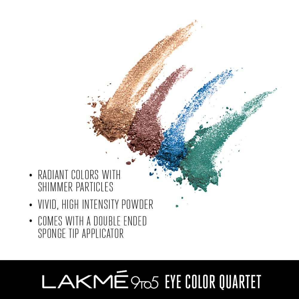 Lakmé 9 to 5 Eye Color Quartet Eye Shadow, Royal Peacock, 7 g
