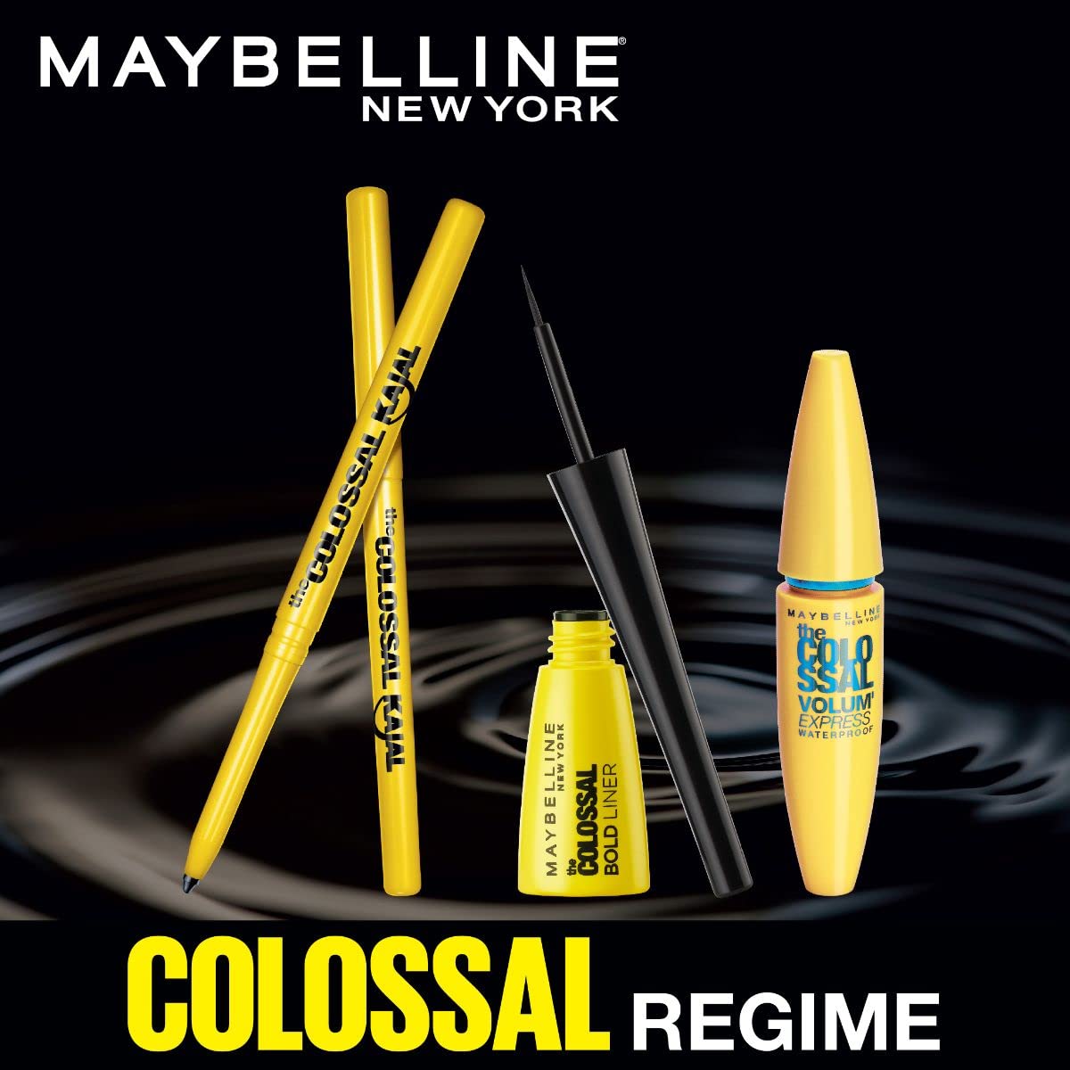 Maybelline New York Eyeliner, Smudge-proof and waterproof, Long-lasting, Liquid Colossal Bold Liner, Black, 3g (Pack of 2) Matte Finish