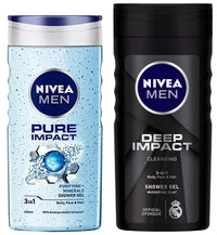 Nivea Men Shower Gel, Pure Impact Body Wash, 250ml & Men Shower Gel, Deep Impact Cleansing Body Wash, Men, 250ml