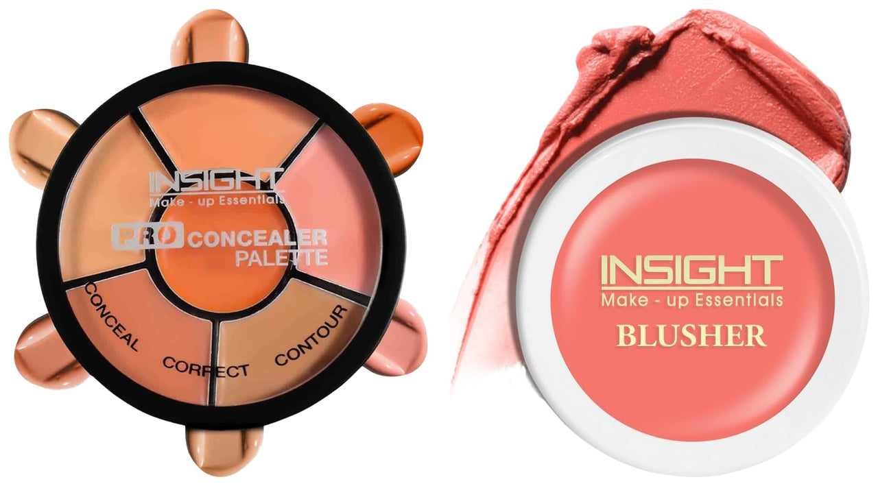Insight Cosmetics Pro Concealer Palette-ConcealerConceal Correct Contour WaterProof (CR105-Concealer) Crème Blusher, Face Makeup, Soft Salmon, 3.5 gm(B-02=01)