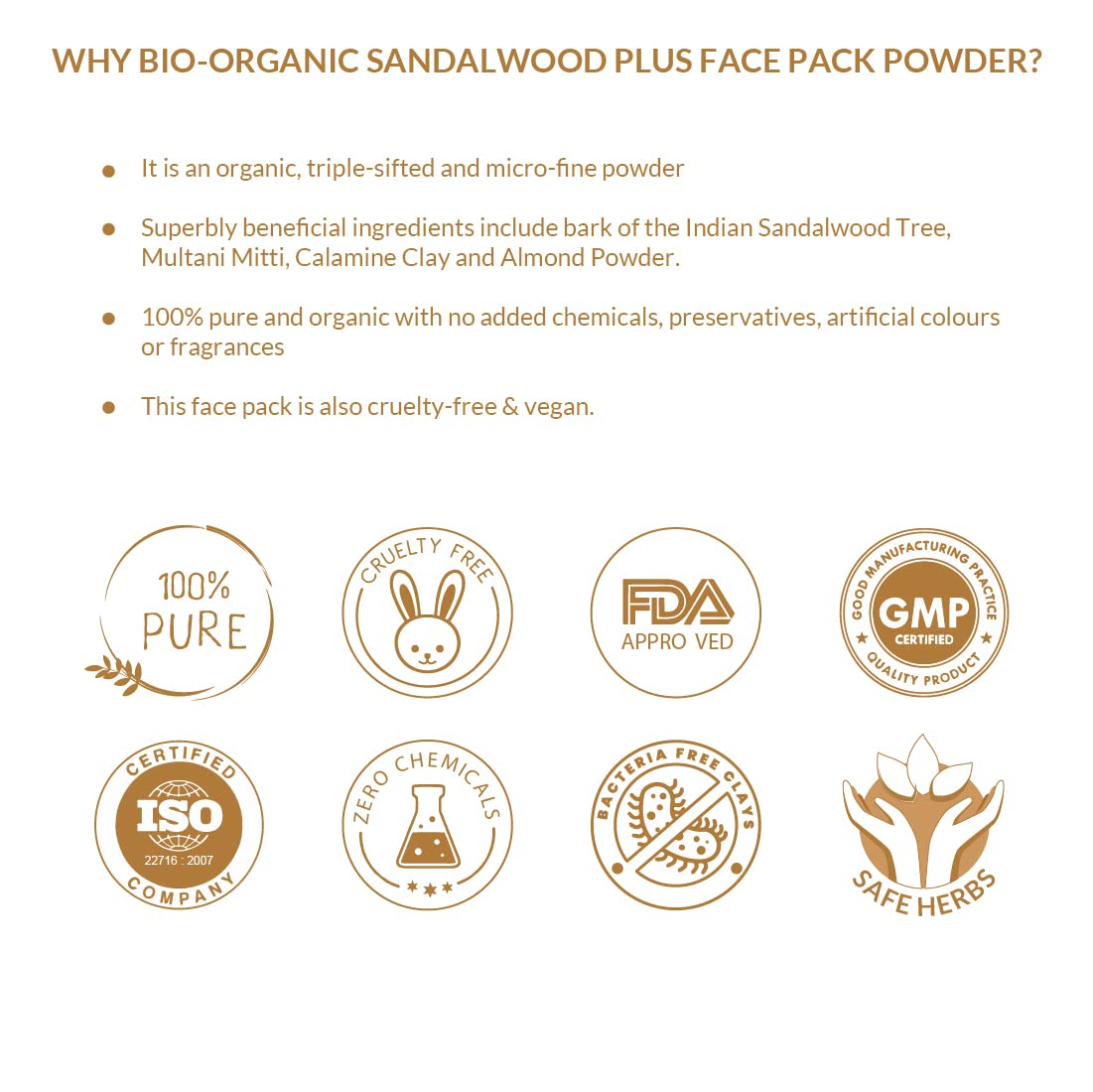 Indus Valley Bio Organic Sandalwood Face Pack Powder | Lightens Suntan, Dark Spots & Pigmentation | Prevents Acne Breakouts | Enriched with Chandan Powder for Glowing Skin & Tan Removal - 200g