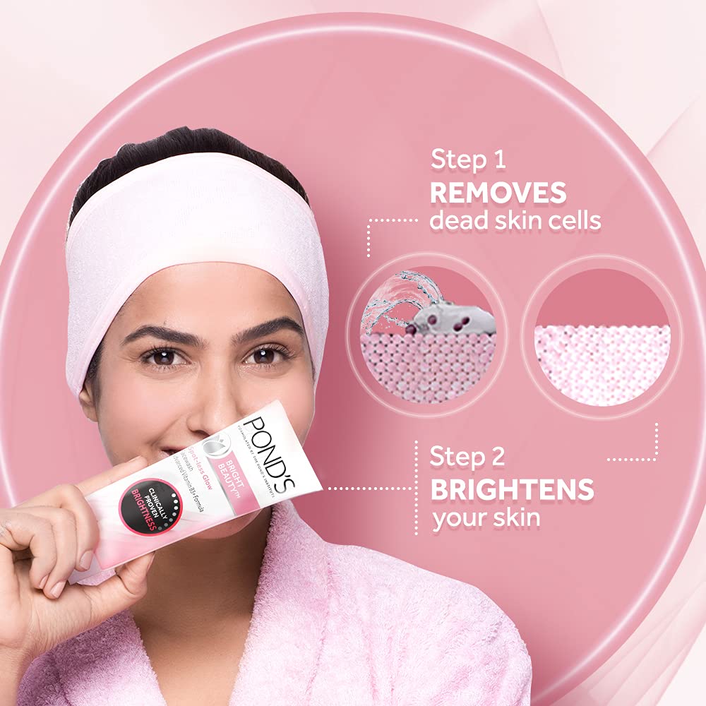 Pond's  Face Care combo - Bright Beauty Spot-less Glow Serum, Infused with Hyaluronic Acid, Vitamin B3, Gluta-Boost-C, 30ml + Spot-less Glow Face Wash with Vitamins, 200g