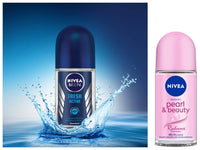 Nivea Women Deodorant Roll On, Pearl & Beauty Radiance For Eventoned Smooth & Beautiful Underarms, 50ml&Nivea Fresh Active Deodorant Roll On For Men, 50ml