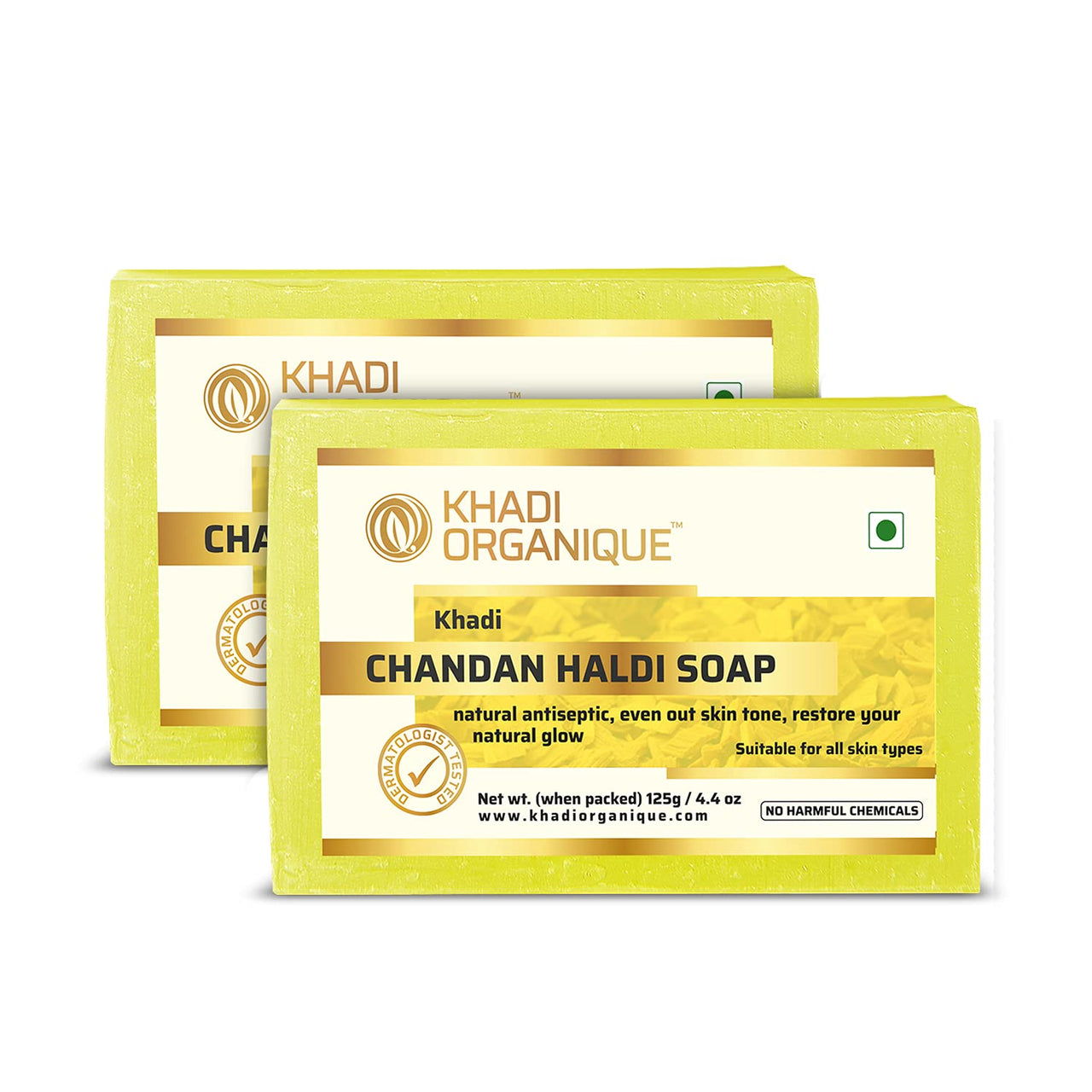 KHADI ORGANIQUE Chandan Haldi Soap, 125 g (Pack of 2)