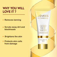 Jovees Herbal Ultra Radiance Gold Face Wash Gives Clear, Nourished & Hydrated Skin, Reduce Dark Spot And Improves Skin Texture | For All Skin Types 100ml (pack of 3)