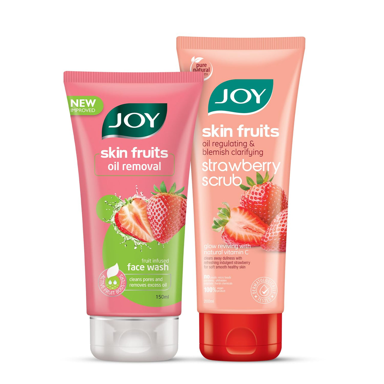 Joy Oil Control Face Care Combo With Strawberry Face Wash 150ml & Scrub 200ml For Oily Skn (Combo Pack) (2 Items in the set)