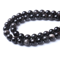 32pcs 12mm AAA Natural Obsidian Stone Beads Gemstone Round Loose Beads for Jewelry Making DIY Bracelet Crystal Energy Healing Power Stone (Sliver Color Obsidian Stone, 12mm) Sliver Color Obsidian Stone