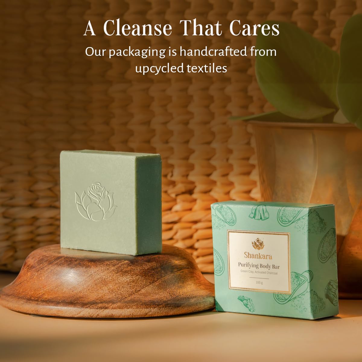 Shankara Purifying Body Bar – Green Clay & Activated Charcoal | Natural Bar Soap for Oily Skin & Combination Skin | Plant-Based, Soap-Free, pH-Balanced Cleanser | 100g