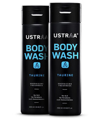 Ustraa Body Wash - Taurine - 2 x 250 ml (Pack of 2) - For Men | Menthol Cooling, Energizing freshness & No Post-Shower Dryness, Intense Foaming without Sulphates | Suitable for all Skin Types
