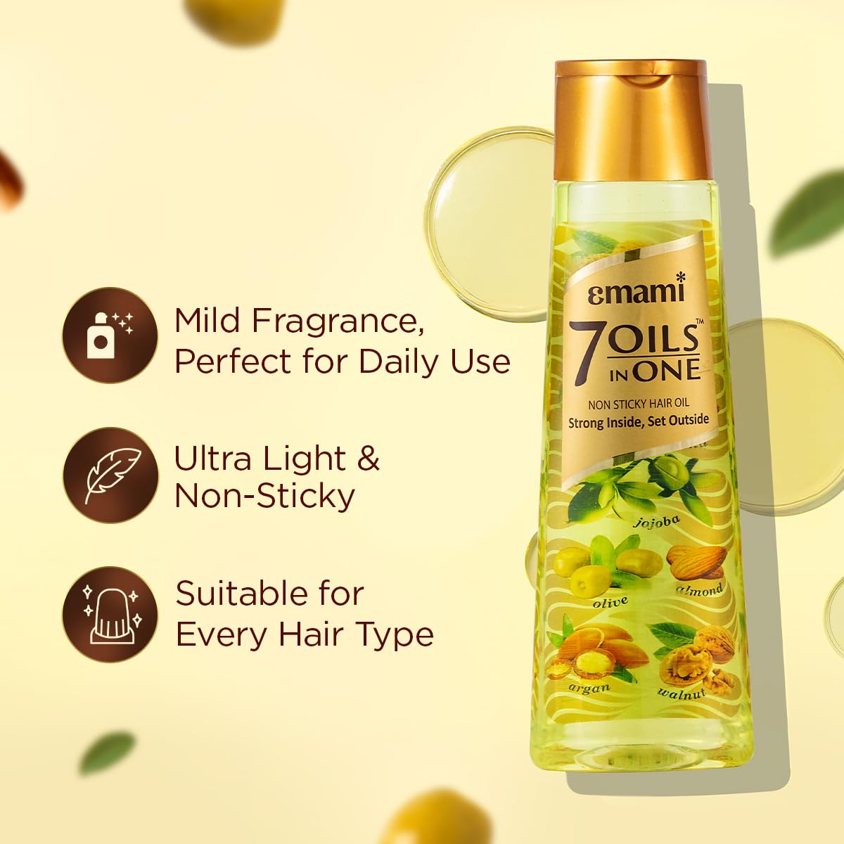 Emami 7 Oils in One Hair Oil | Makes Hair 20x Stronger and Manageable | Coconut Oil, Amla, Jojoba, Olive, Walnut, Argan & Almond Oils | 500 ML
