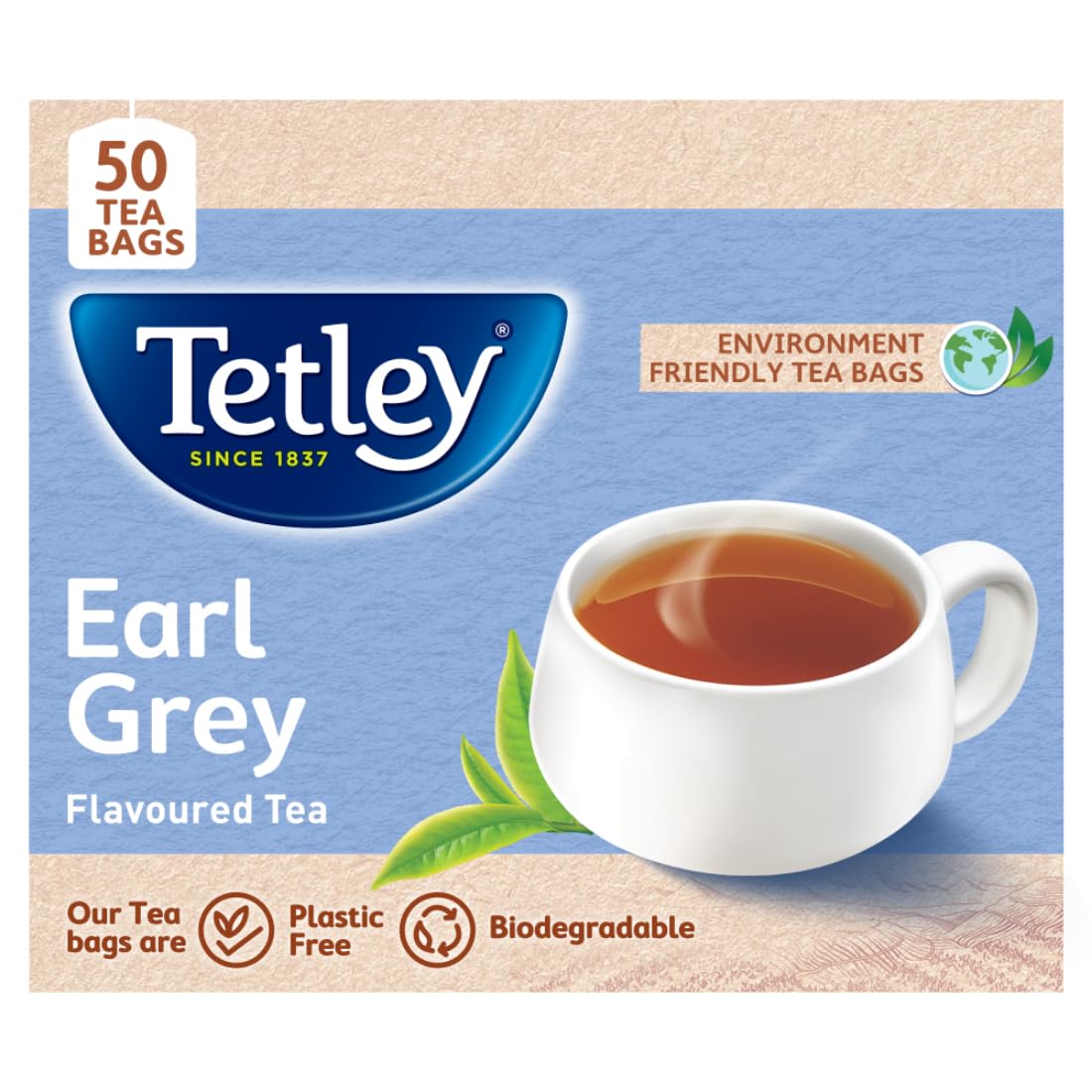 Tetley Earl Grey, Flavoured Black Tea, Rich Assam Blend, 50 Tea Bags, 100Gm (2 X 50 Gm)