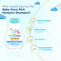 Baby Dove Shampoo 200 ml, Mild No Tears Rich Moisture Baby Shampoo for kids, Gentle Care for Baby's Soft Hair - No sulphate, no Paraben shampoo