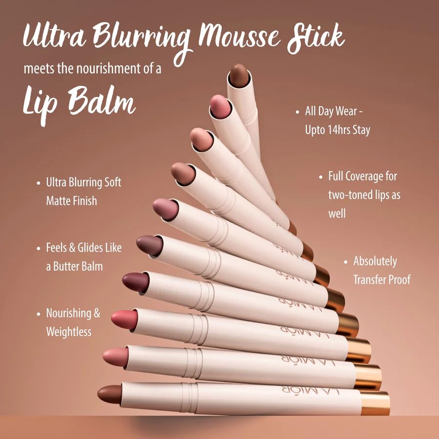 Lamior Cloud Blur Matte Stick | Combo of 3 | Ultra Blurring Mousse Stick | 14 Hrs Stay | Feels Like Balm | Hydrating & Lightweight | Enriched with Hyaluronic Acid, Peptides & Caffeine | Vegan